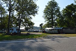 Looking eastward from State Route 124 into a campground in Hockingport, Ohio