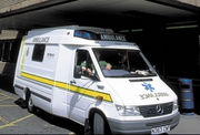 An ambulance waiting outside of a hospital in Leeds, United Kingdom.