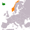 Location map for Iceland and Norway.