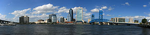 Panorama of the Jacksonville city skyline from...