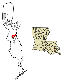 Location of Jean Lafitte in Jefferson Parish, Louisiana.