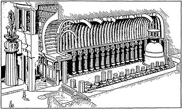 Section du Chaitya de Karli en perspective