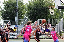 A player shoots a shot at the 2023 Lexington Dirt Bowl at Douglass Park Lexington Dirt Bowl 2023.jpg