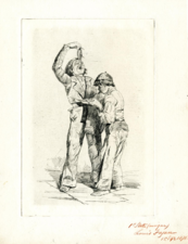 Maccaroni Eaters, de sa série Souvenir of Southern Italy (eau-forte, 1871, British Museum).