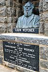 The memorial is built out of sandstone. The memorial was erected in honour of Louw Wepener who had fight in the Basoeto War. In August 1865 Type of site: Grave, Memorial Previous use: Memorial. Current use: Memorial.