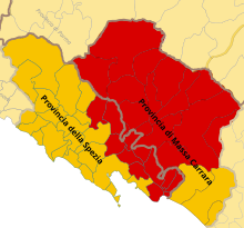 Una mappa dei comuni della Lunigiana