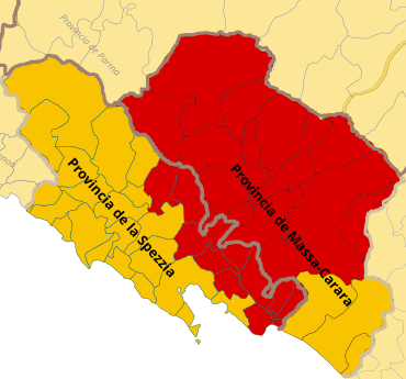 Una mappa dei comuni della Lunigiana