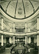 Salón comedor de primera clase del Lusitania, hacia 1907.