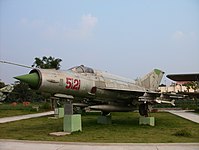Um caça MiG-21 da força aérea.