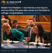 Maggie Hassan, Kamala Harris