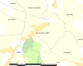 Mapa obce La Vallée-au-Blé