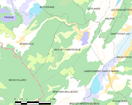 Mapa obce Vaux-et-Chantegrue