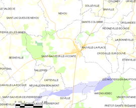 Mapa obce Saint-Sauveur-le-Vicomte
