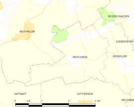 Mapa obce Printzheim