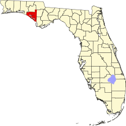 Karte von Bay County innerhalb von Florida