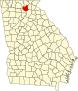 Harta statului Georgia indicând comitatul Lumpkin