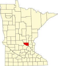 Map of Minnesota highlighting Sherburne County