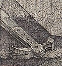 16e-eeuwse klauwhamer in de gravure Melencolia I van Albrecht Dürer