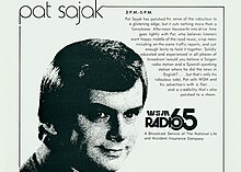 Ad for Pat Sajak, the station's then-afternoon host, c. 1970s Pat Sajak WSM.jpg