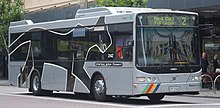 Silver bus with black cat painted on the side