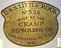 Photo of USS Little Rock CL-92 Cramp Shipbuilding Plaque.