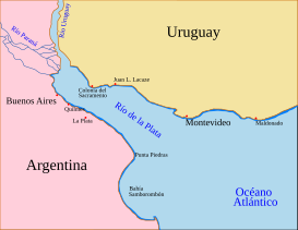 Mapa de las costas fluviales argentinas.