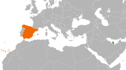 Map indicating locations of Qatar and Spain