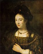 Saskia van Uylenburgh. Oljemålning av Rembrandt 1643. Staatliche Museen, Berlin.