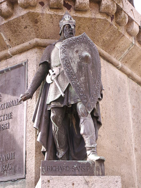 Richard the Fearless as part of the Six Dukes of Normandy statue in the town square of Falaise.