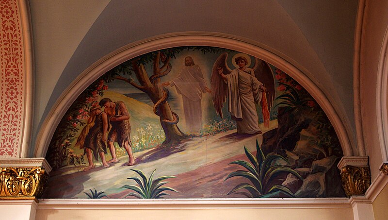 File:Saint Josaphat Catholic Church (Detroit, MI) - mural, Adam and Eve expelled from Eden.jpg