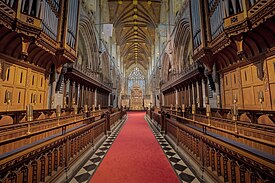 The east end of the Abbey: organ and choir stalls Selby Abbey Choir.jpg