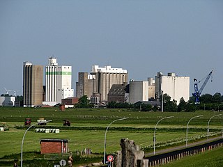 Grain elevators in the port of Husum, Germany