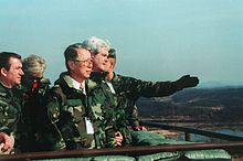 Speaker Newt Gingrich, Congressman Jay Kim and Ed Royce (R-Calif.) face North Korea from the Joint Security Area in 1997 Speaker of the House Newt Gingrich and Congressman Jay Kim (R-Calif.) face North Korea from the Joint Security Area (JSA) A1501-SCN-97-0027-003.jpg