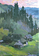 ਸਿਲਵਰ ਇਵਨਿੰਗ, (1963). ਕੈਨਵਸ 'ਤੇ ਤੇਲ, 77.5 × 54 cm. ਇਵਾਨ ਗੋਂਚਰ ਮਿਉਜ਼ੀਅਮ, ਕੀਵ.