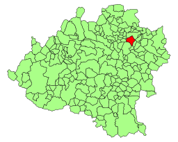 Suellacabras avmerkt i raudt på kommunekart over provinsen Soria.