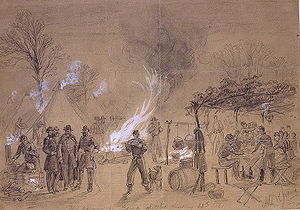 Sketch of Thanksgiving in camp (of General Lou...