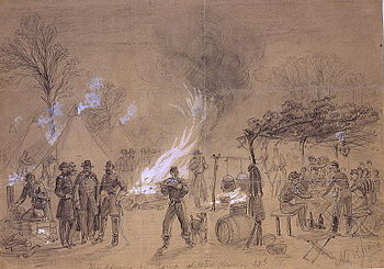 Sketch of Thanksgiving in camp (of General Lou...
