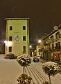 Facciata est della torre comunale di Sant'Ambrogio nella nevicata del 02.12.2017