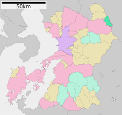 Location of Ubuyama in Kumamoto Prefecture