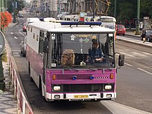 Buses of the Czech prison service are characterised by its white-violet color scheme and absence of windows in the prison section. Vyton, autobus vezenske sluzby.jpg