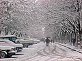 A street in Peshkopi during the winter