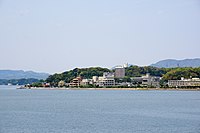 從島根縣立美術館往北看到位於宍道湖對岸的松江宍道湖溫泉區