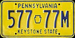Номерной знак Пенсильвании 1977 года 577-77M.jpg