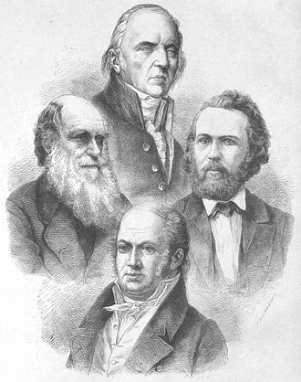 En 1873. Lamarck, Darwin, Haeckel, Étienne Geoffreoy Saint-Hilaire