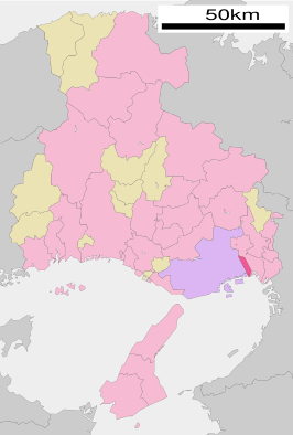 Situering van Ashiya in de prefectuur Hyogo