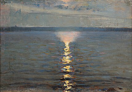"Solnedgång över hav", osignerad, 25 x 35 cm.