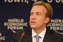 Borge Brende, managing director and current president of the World Economic Forum, at the opening press conference in 2008 in Cape Town, South Africa Borge Brende at the World Economic Forum on Africa 2008.jpg
