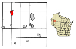 Location of Cumberland in Barron County, Wisconsin.