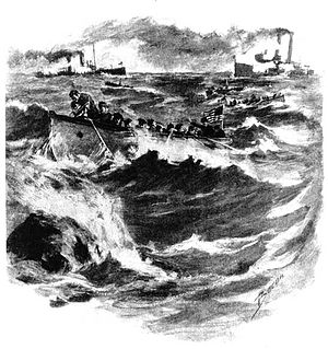 Depiction of American boats cutting the cable at Cienfuegos