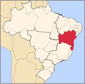 바이아 주가 강조된 브라질 지도